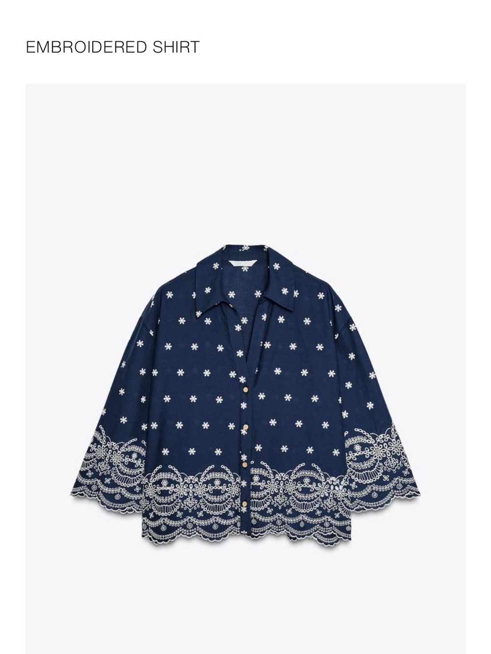 Brand New! Zara 100% Cotton Embroidery Blouse, Medium
